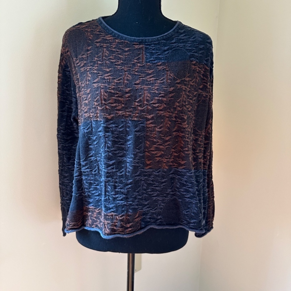 *PATRIZIA LUCA* Blue x Orange Long Sleeve Top Size L/XL